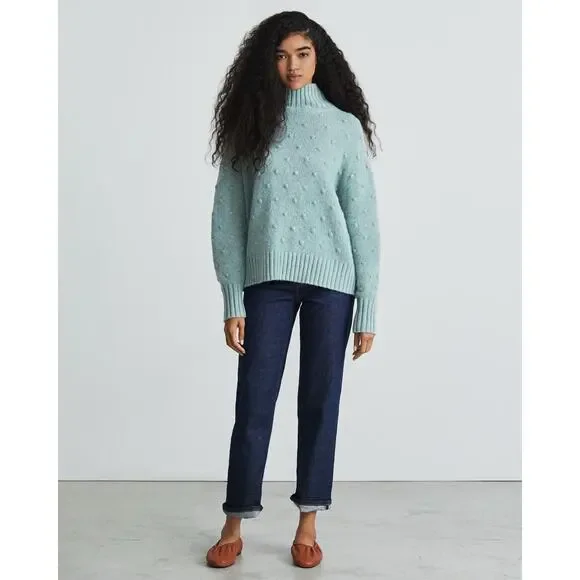 NWT Everlane The Alpaca Pom-Pom Turtleneck Sweater Size Small Wool - Picture 3 of 14